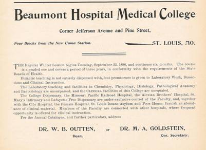 Ad for Beaumont Medical College